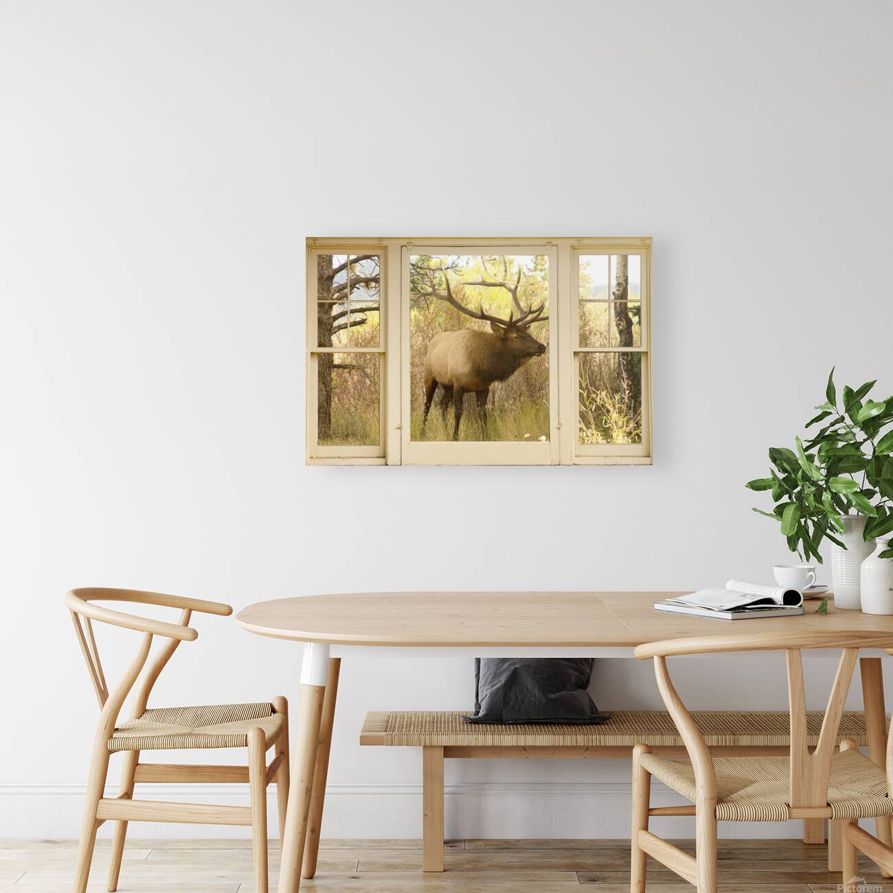 Bull Elk Window View Reproduction