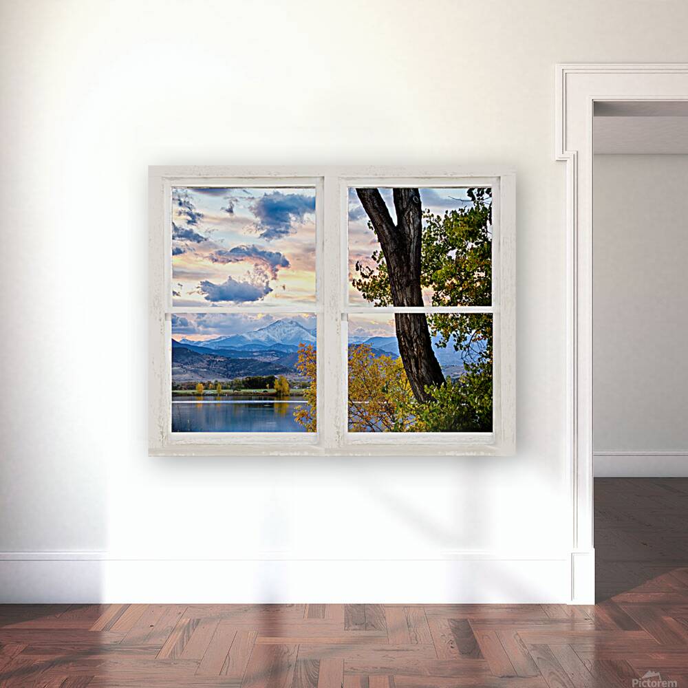 Colorado Rocky Mountain Lake Autumn White Window Reproduction