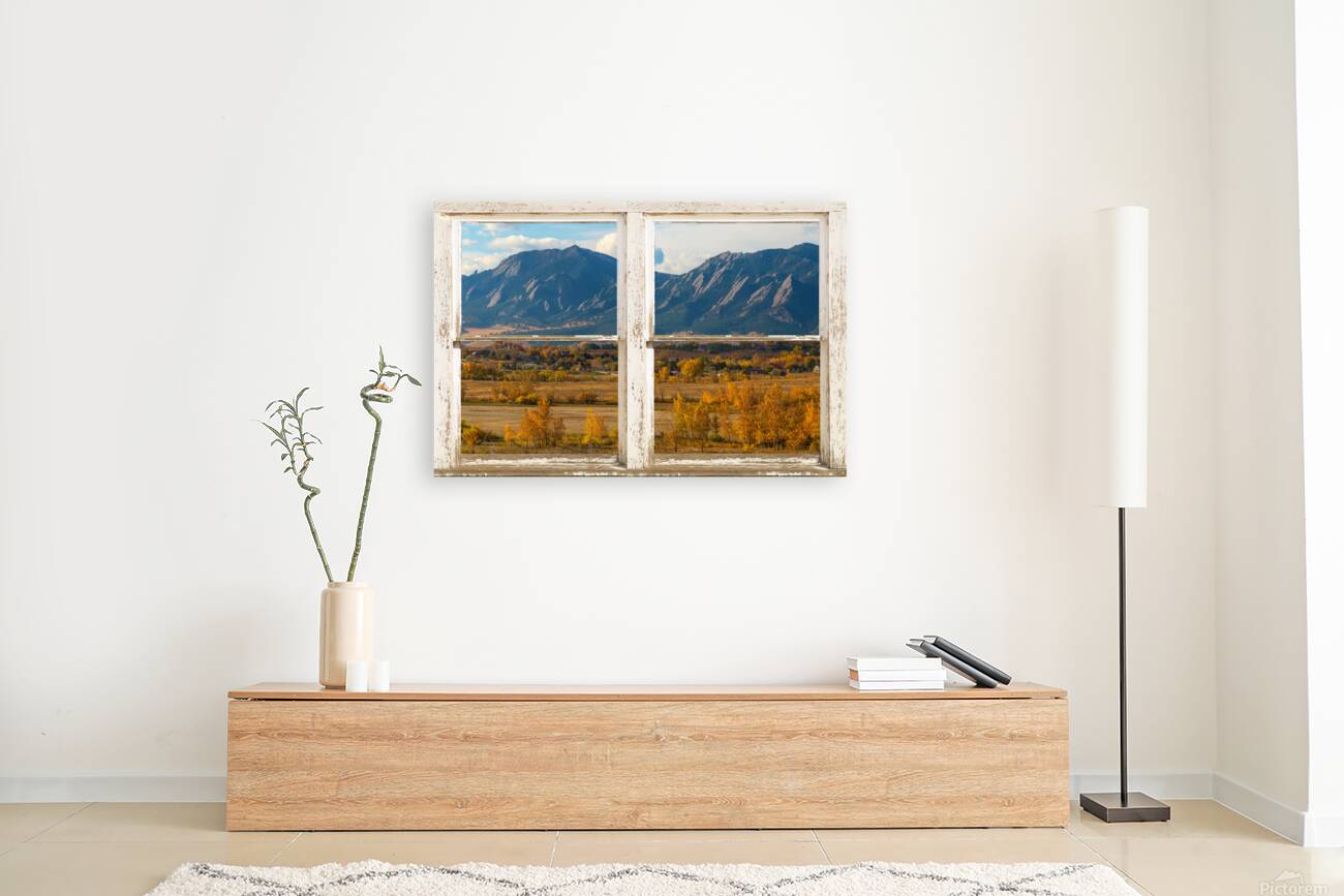 Boulder Colorado Flatirons Autumn  Rustic Window Reproduction