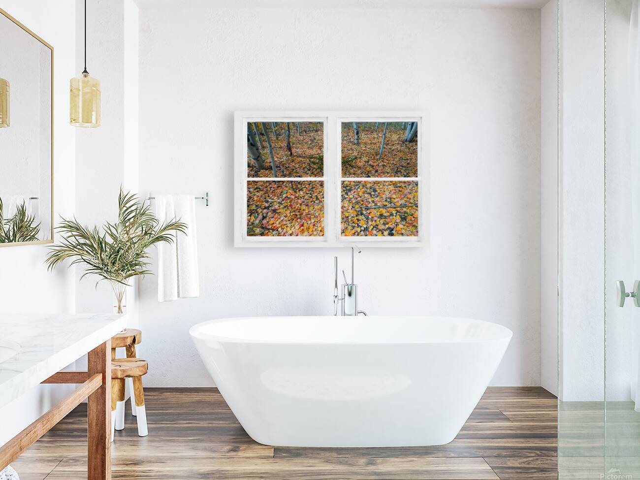 Mother Nature Whitewash Picture Window View Reproduction