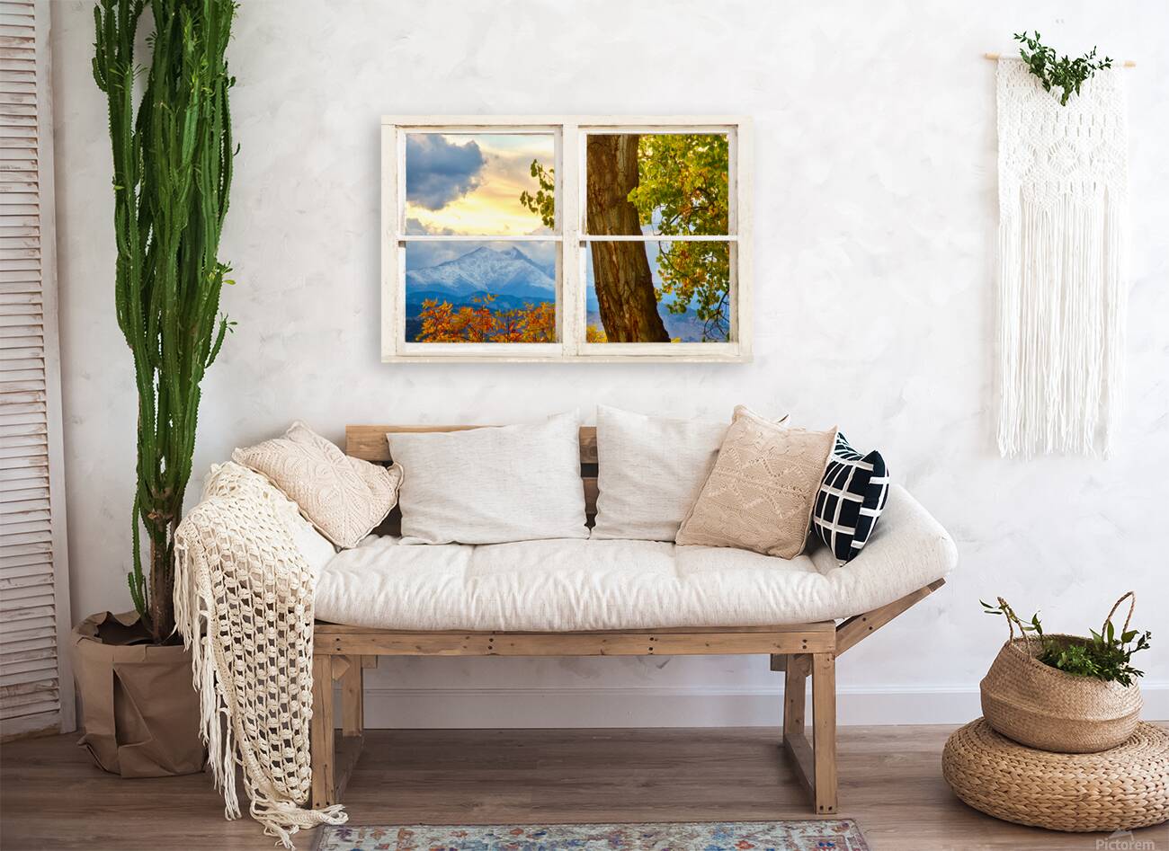 Rocky Mountain Autumn Season Rustic Window Reproduction