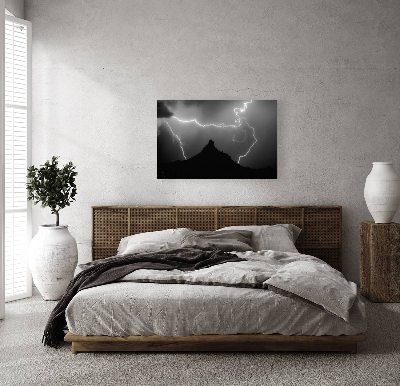 Pinnacle Peak Surrounded by Lightning Bolts Reproduction