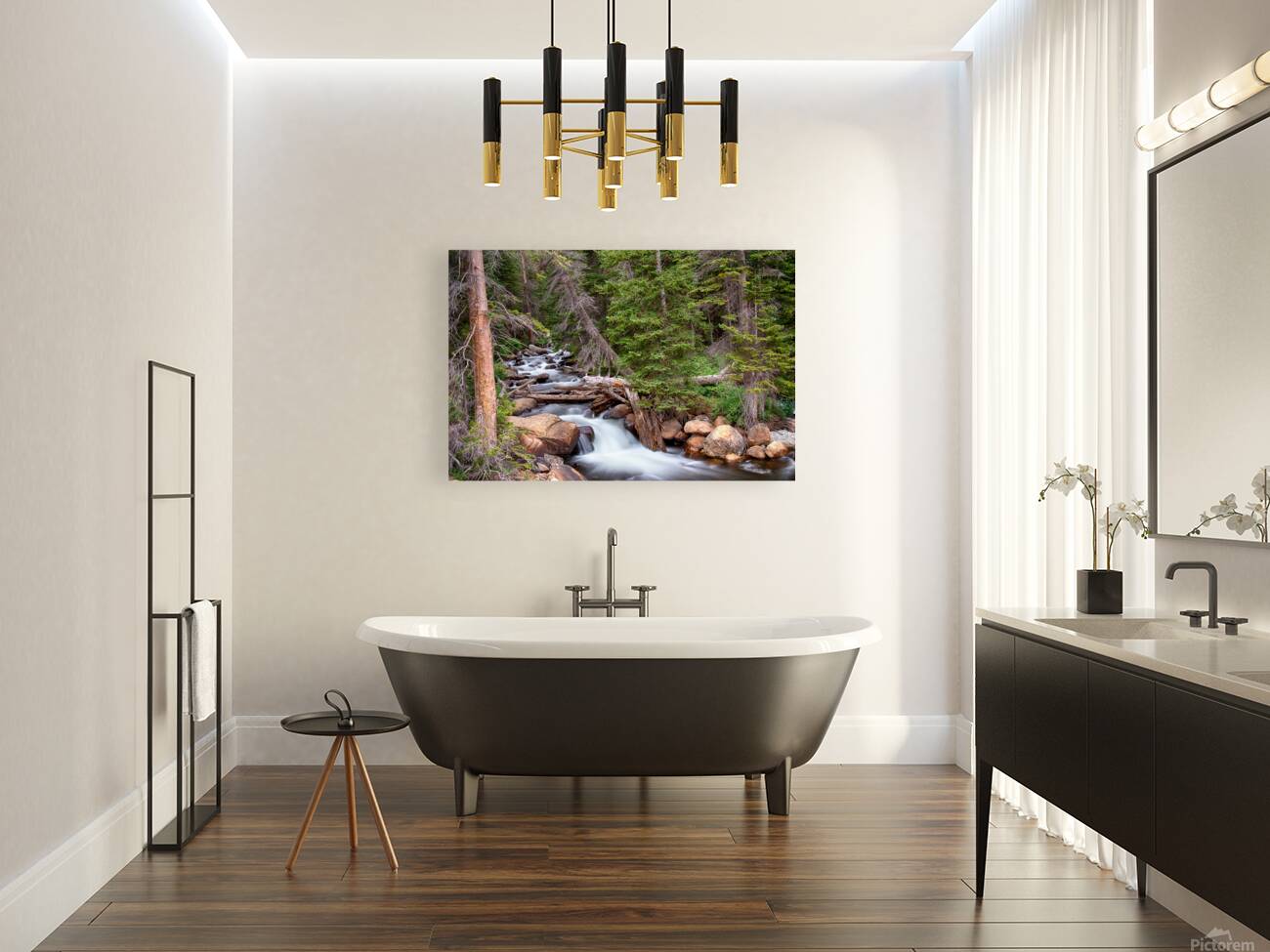 Rocky Mountains Stream Scenic Landscape Reproduction