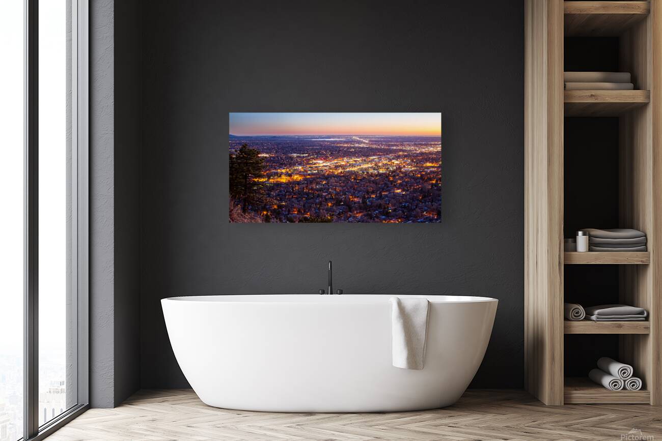 City Of Boulder Colorado Downtown Scenic Sunrise Panorama   Reproduction