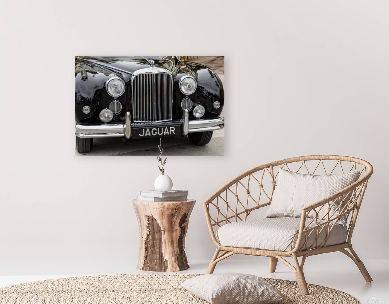 Front End of a Classic Old Black Jaguar Reproduction