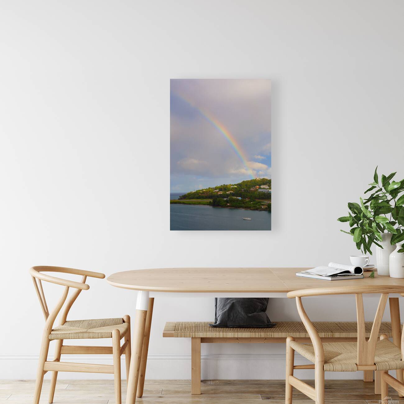 Rainbow On The Lighthouse On St Lucia Reproduction