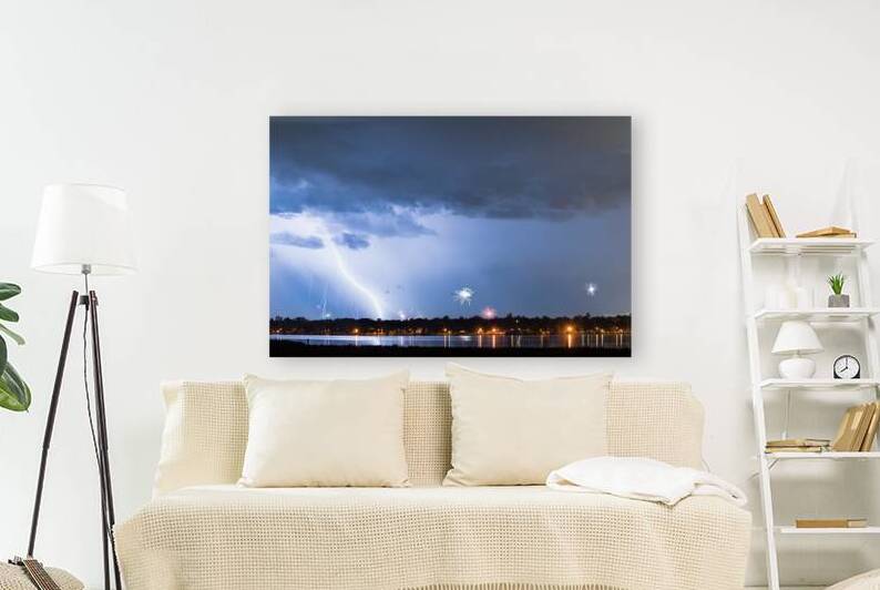 Lightning Strike and Fireworks by Bo Insogna