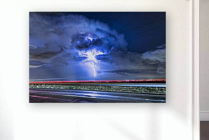 Electric Storm Lightning Burst in Night Sky by Bo Insogna