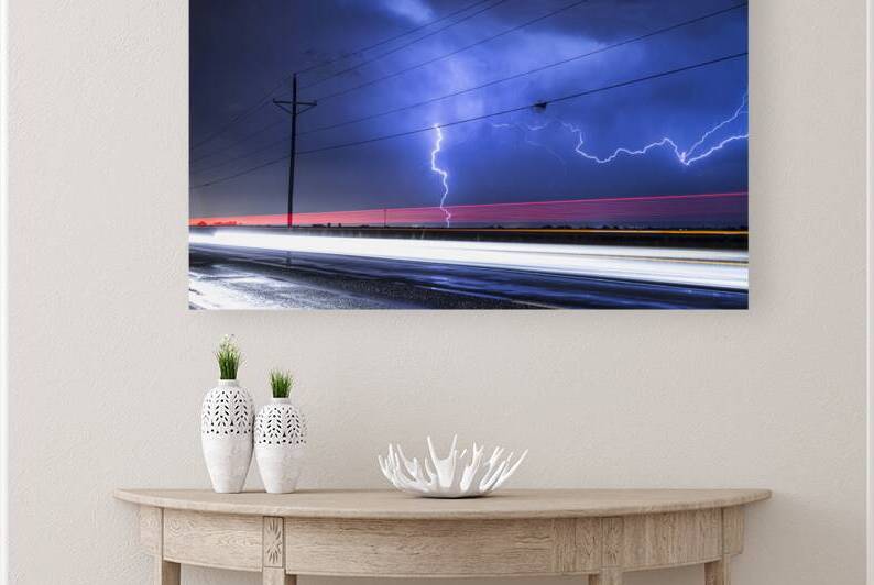 Lightning Storm Energy Over Open Highway by Bo Insogna