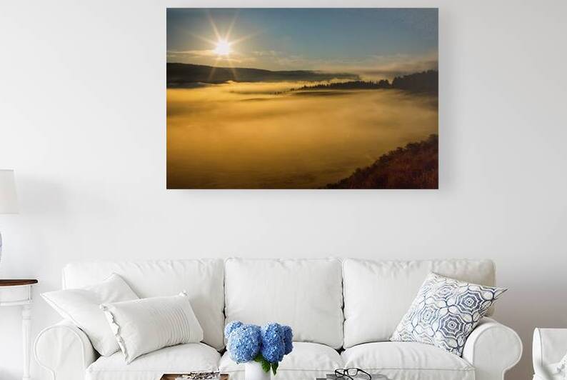 Golden Mist Sunrise Fog On Yellowstone Lake by Bo Insogna