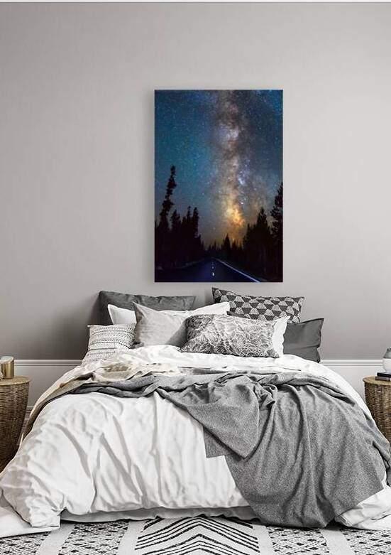 Milky Way Over Forest Highway Night Landscape by Bo Insogna