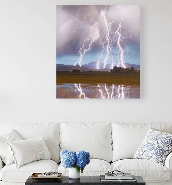Lightning Striking Longs Peak Foothills 4AC by Bo Insogna