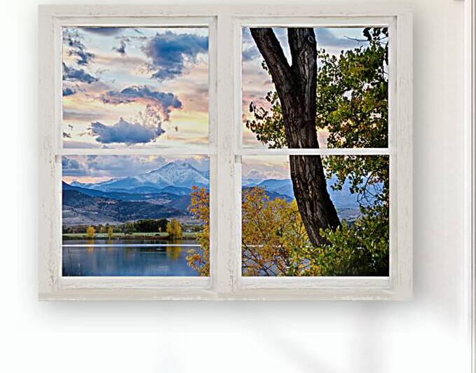 Colorado Rocky Mountain Lake Autumn White Window by Bo Insogna