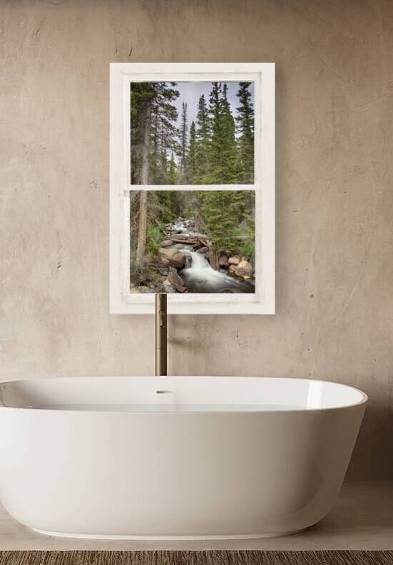 Colorado Rocky Mountain Stream White Rustic Window View by Bo Insogna