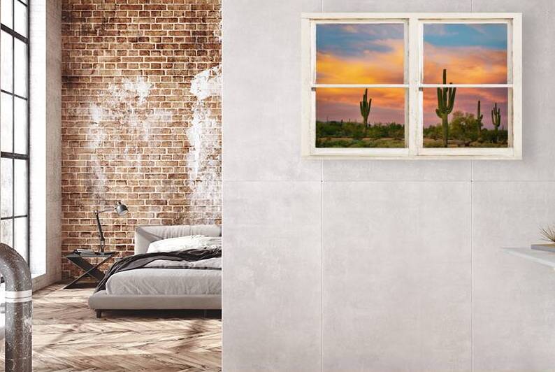 Colorful Southwest Desert Rustic Window View by Bo Insogna