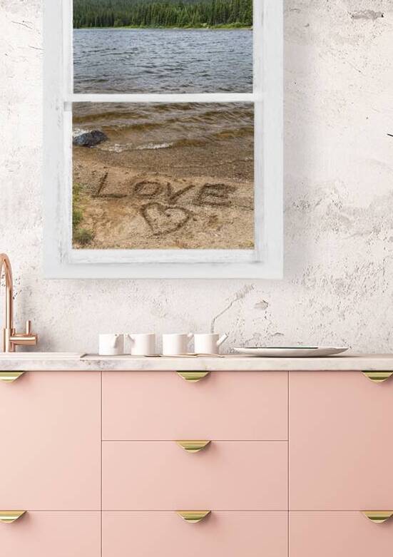 Mountain Lake White Rustic Window Of Love by Bo Insogna