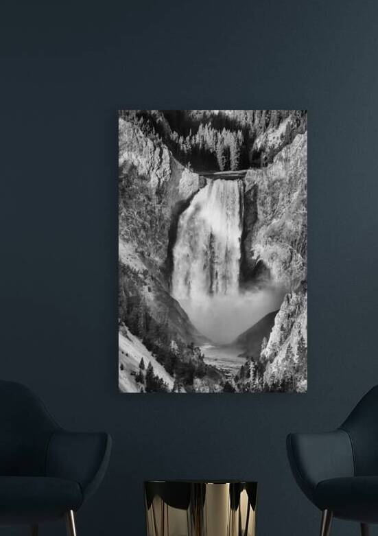 Upper Yellowstone Falls Black White by Bo Insogna
