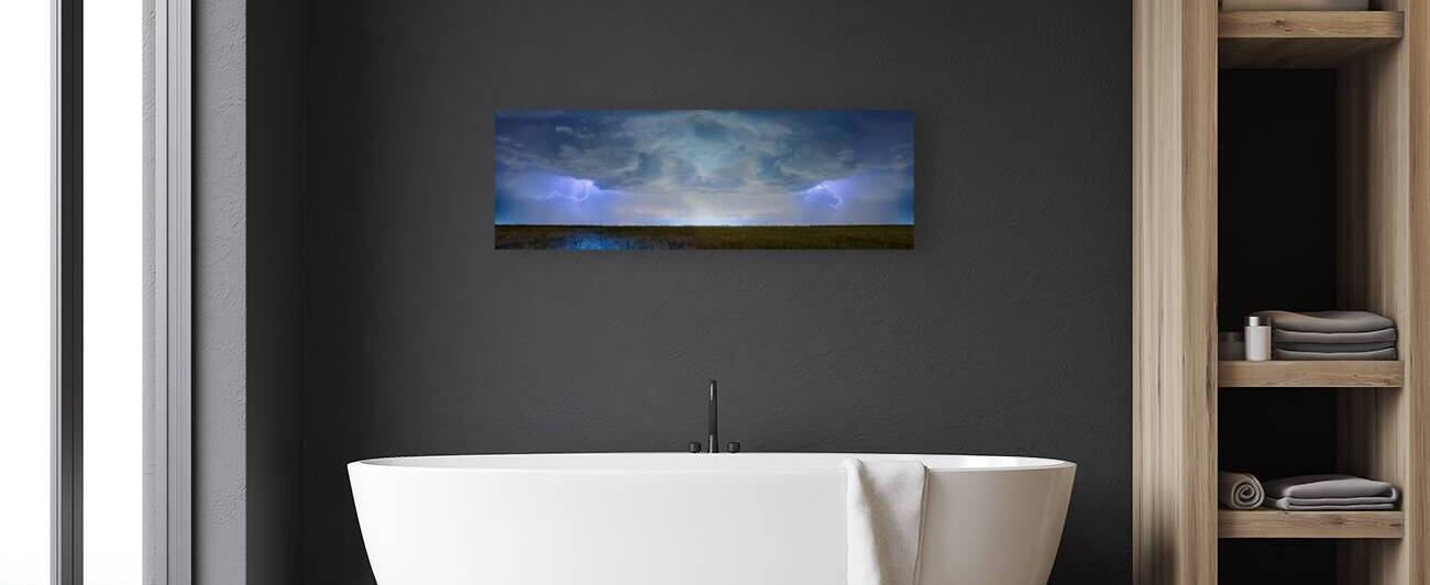 Country Wheat Field Storm Panorama by Bo Insogna