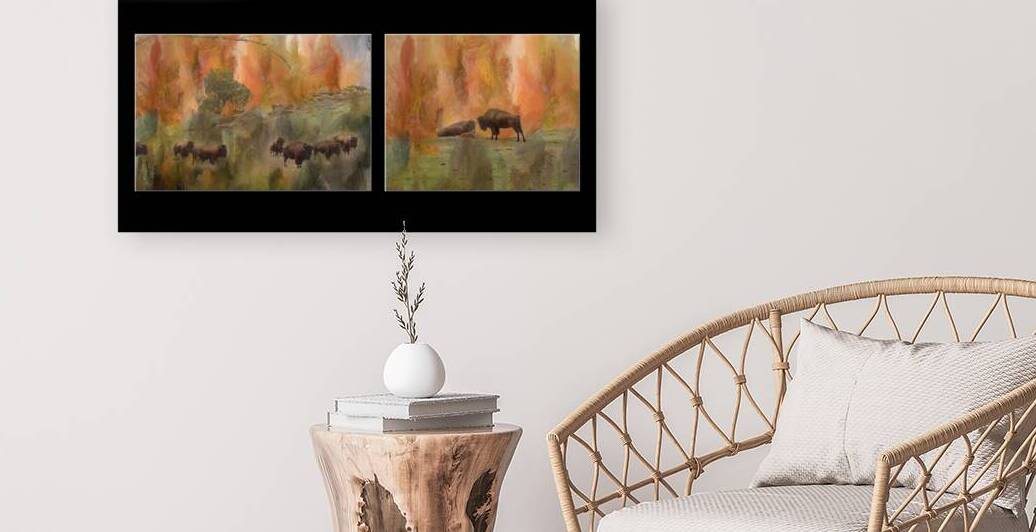 Bison Herd Diptych by Bo Insogna