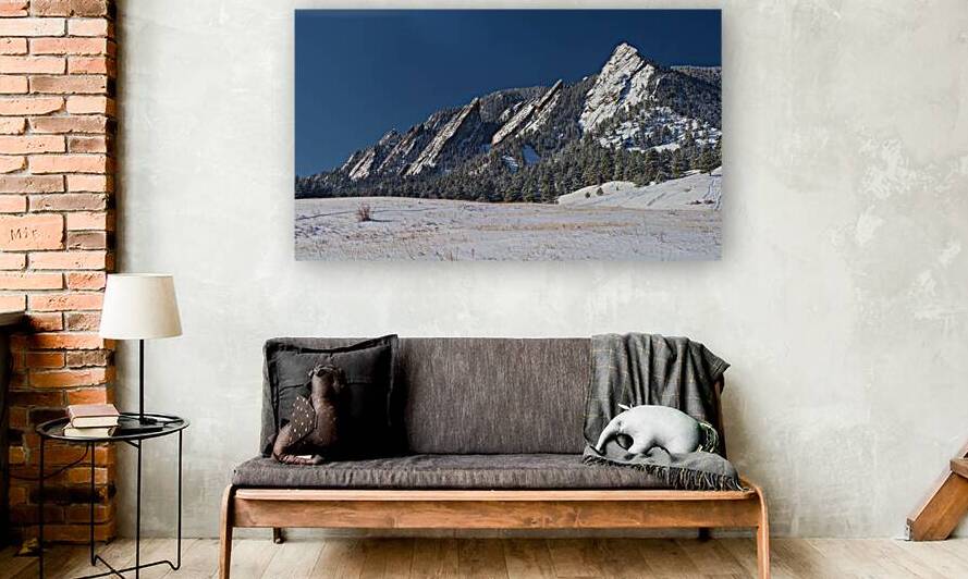Flatiron Snow Dusted Boulder CO Panoramic  Reproduction