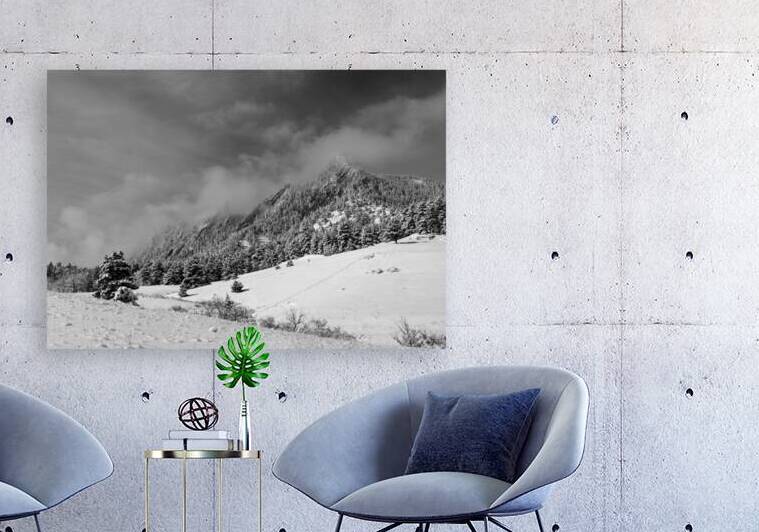 Boulder Colorado Flatirons April Snow In Black and White by Bo Insogna