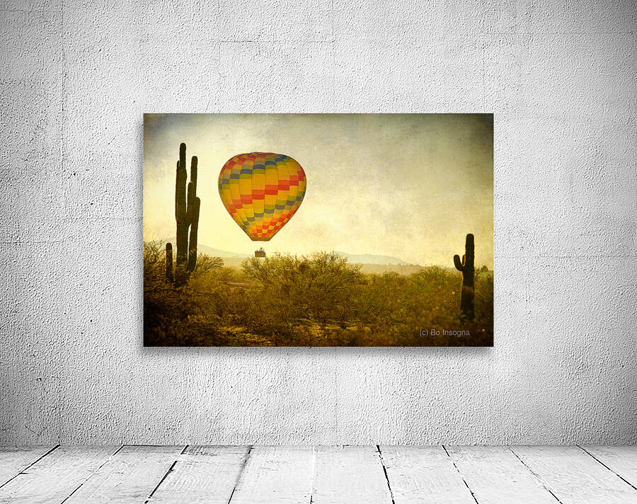 Hot Air Balloon Flight over the Southwest Desert Fine Art Print  Wall Preview