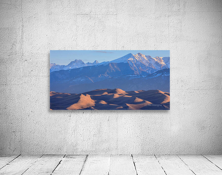 Early Morning Sand Dunes and Snow Covered Peaks Wall Preview