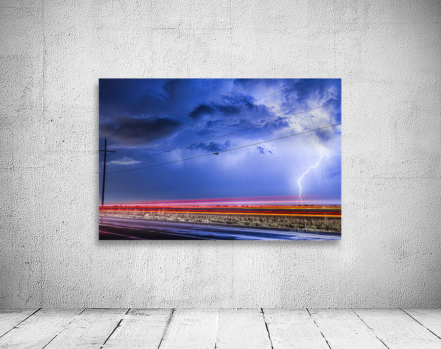 Drive By Lightning Strike Over Stormy Skies Wall Preview
