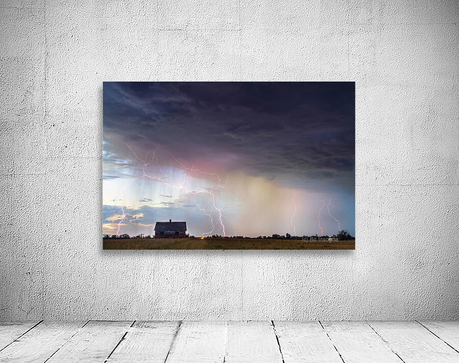 Pink Lightning Storm Multiple Strikes Prairie Farmhouse Wall Preview
