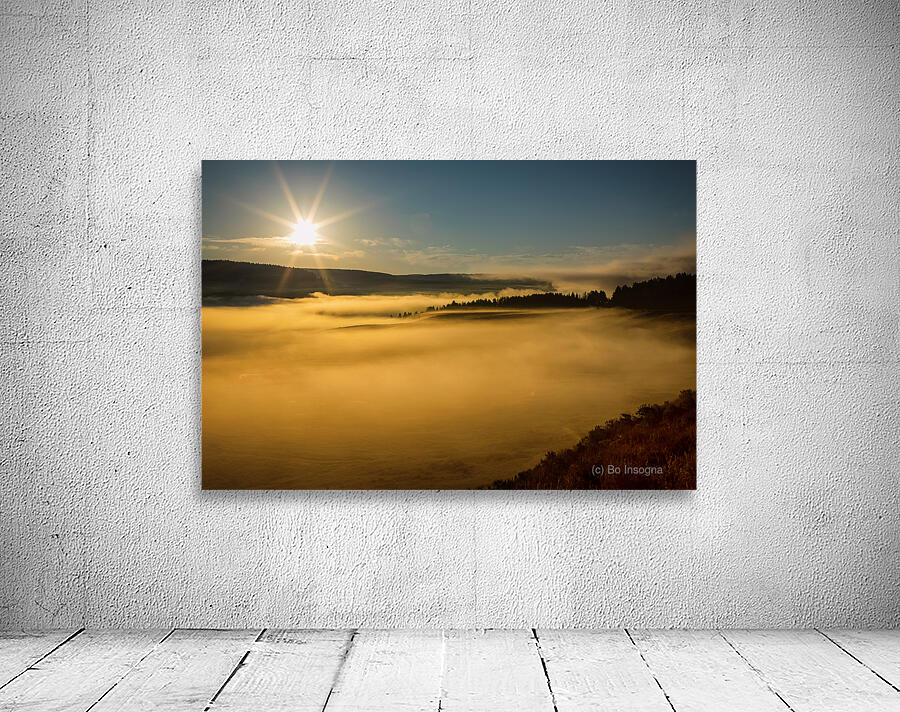 Golden Mist Sunrise Fog On Yellowstone Lake Wall Preview