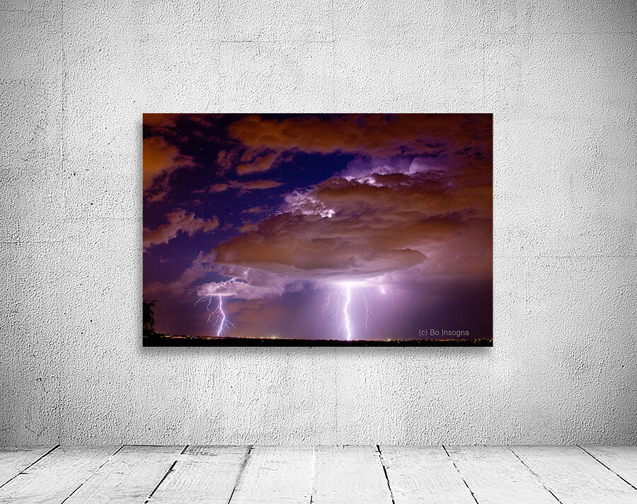 Double Lightning Strikes Over Colorado Night Storm Long Exposure Wall Preview