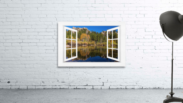 Peaceful Colorful Lakeside White Open Window View Wall Preview