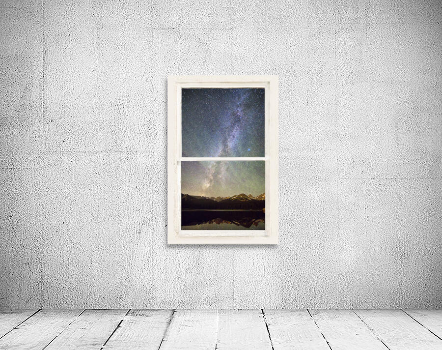 Milky Way Mountains White Rustic Window Wall Preview