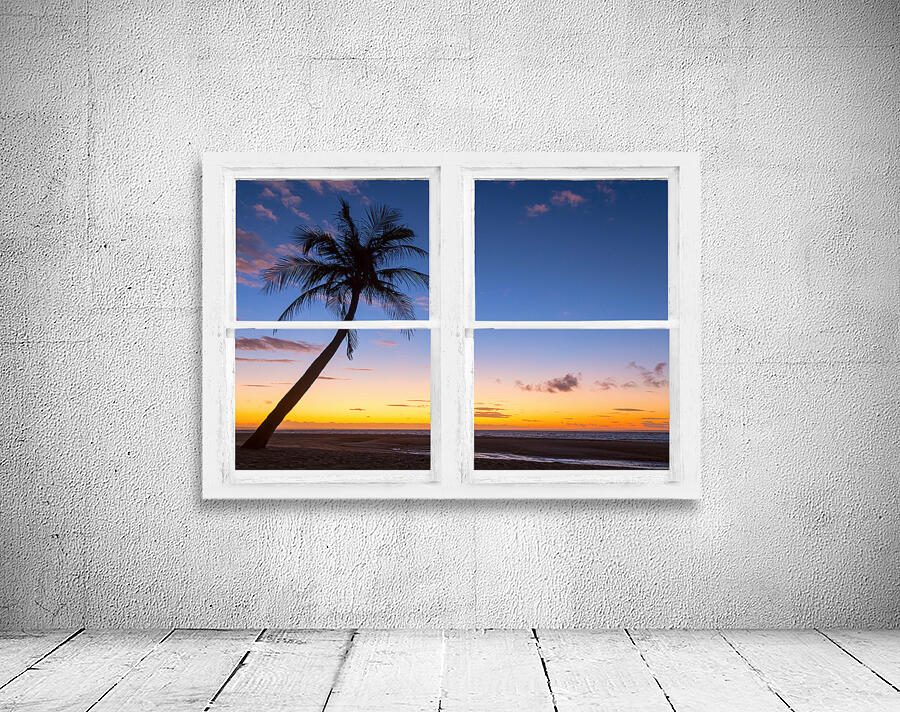 Tropical Paradise Colorful Sunset Whitewash W Wall Preview