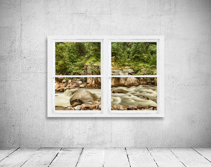 Mountain Stream Whitewash  Window View Wall Preview