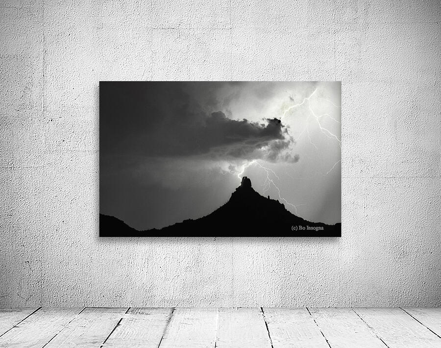 Pinnacle Peak Arizona Lightning Strike BW Wall Preview