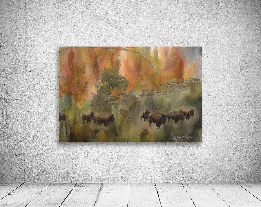 Bison Herd Watching Wall Preview