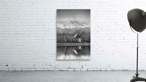 St Vrain Ponds Longs Peak View In Black and White Wall Preview