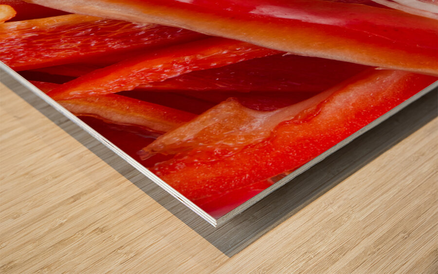 Raw Red Peppers Green Peppers and Onions Wood print