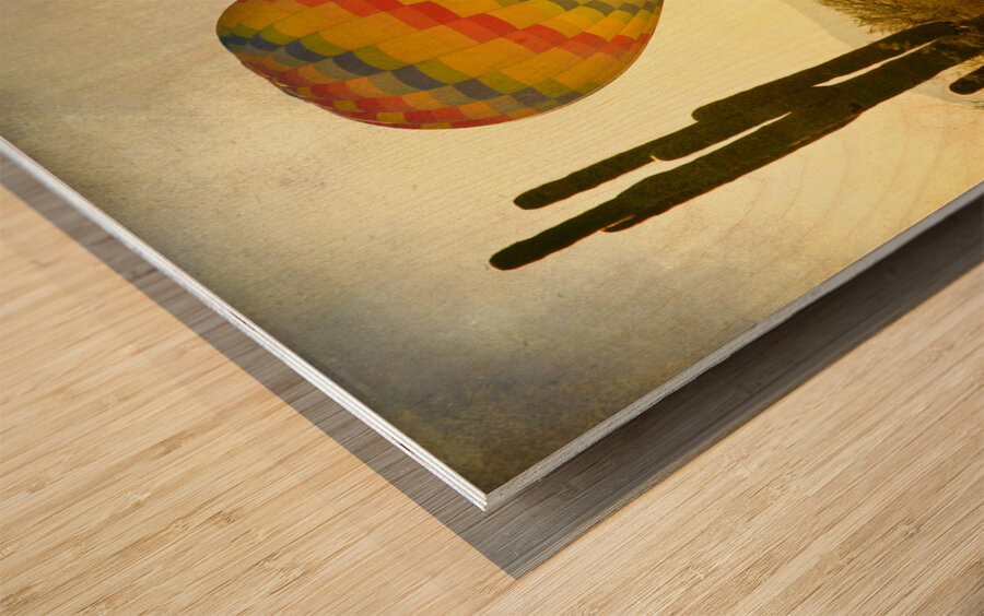 Hot Air Balloon Flight over the Southwest Desert Fine Art Print  Wood print
