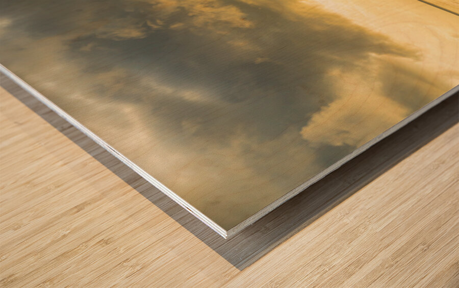 Golden Horizons Drift with the Tide Impression sur bois