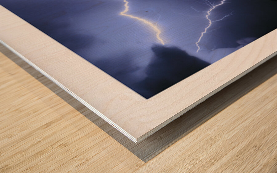 Around About Lightning over Pinnacle Peak Arizona Wood print