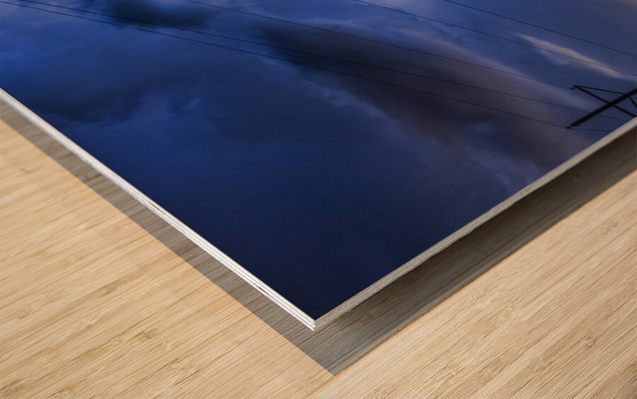 Drive By Lightning Strike Over Stormy Skies Wood print