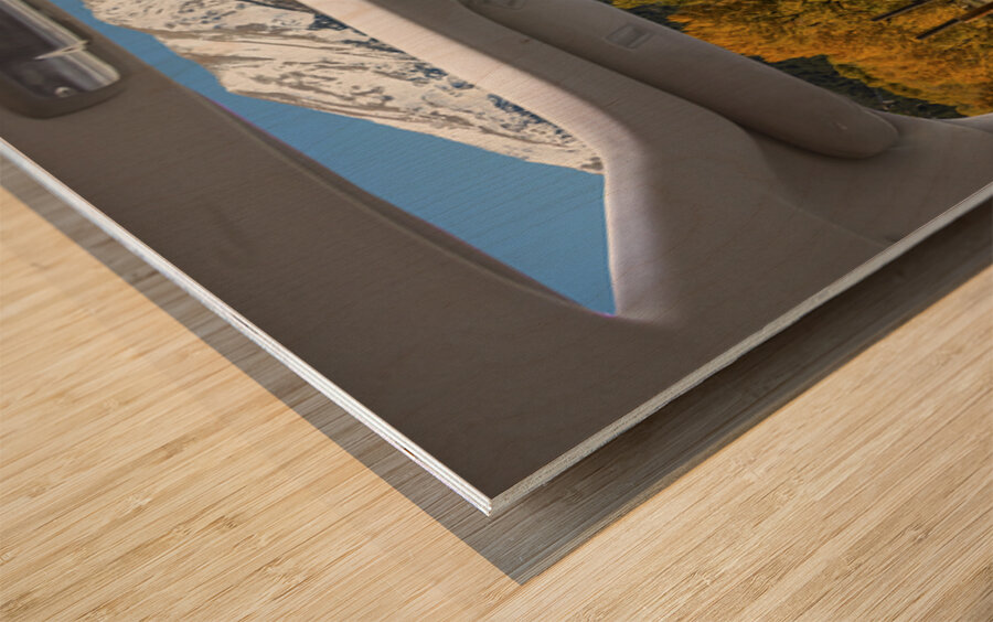 Colorado Road Trip View Snowy Peaks Golden Aspen Wood print