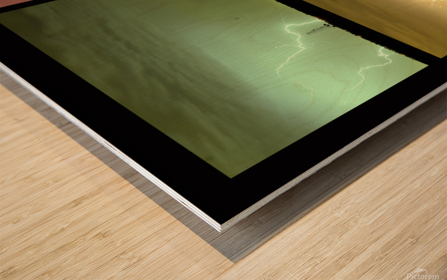 Colorful Lightning Thunderstorm Collage Wood print