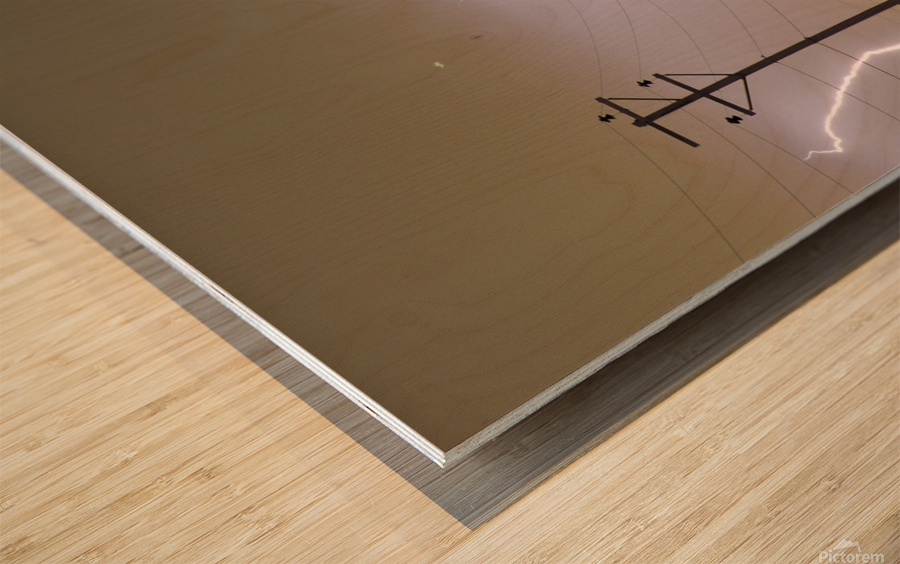 Lightning Bolts Cloud to Ground Striking  Wood print