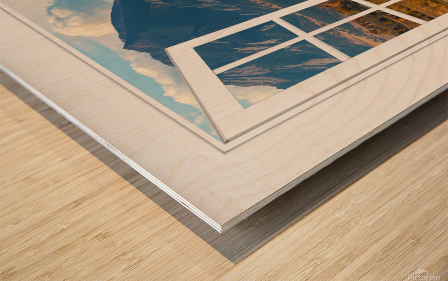 Boulder Flatirons Autumn White Open Window View Wood print