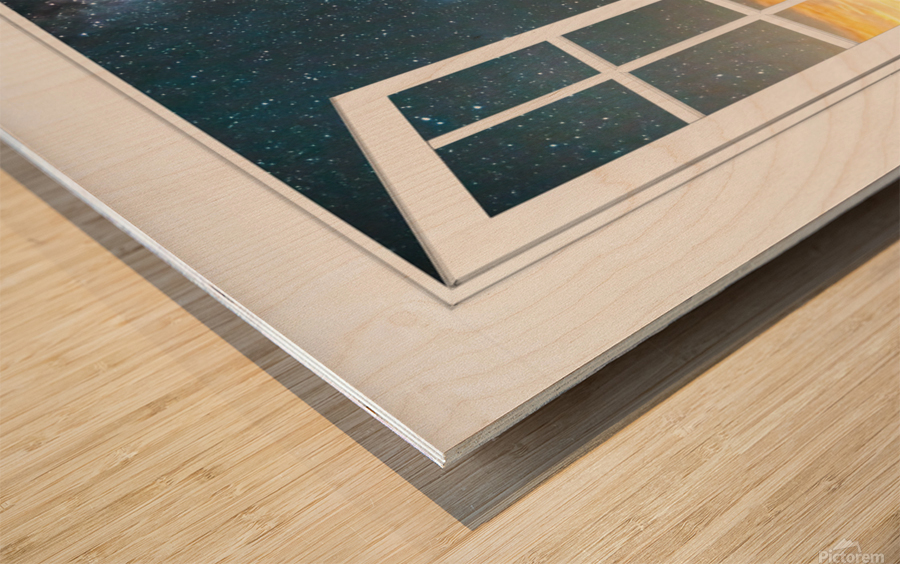 Milky Way Rising Out Of Clouds Open Window View Impression sur bois