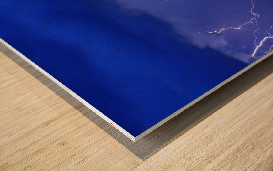 Lightning Storm in the Desert Wood print