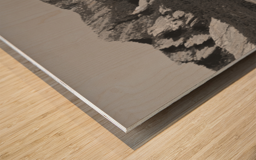 Boulder CO Flatirons Snow Covered Longs Peak Panorama BW Impression sur bois